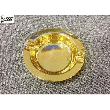 Round Golden Ashtray for Hotel / Restaurant / Banquet